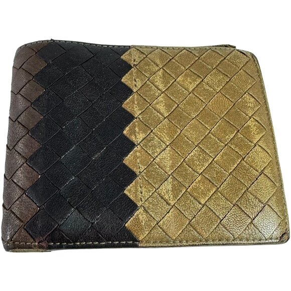 BOTTEGA VENETA Tricolor Intrecciato Nappa Woven Leather Bifold Men's Wallet